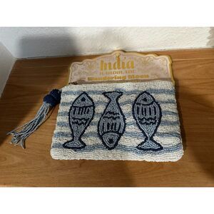 Wandering Moon Handmade Beaded Fish Travel Pouch NWT